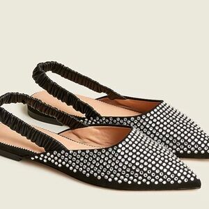 JCrew Crystal Stretchy Slingback Flats